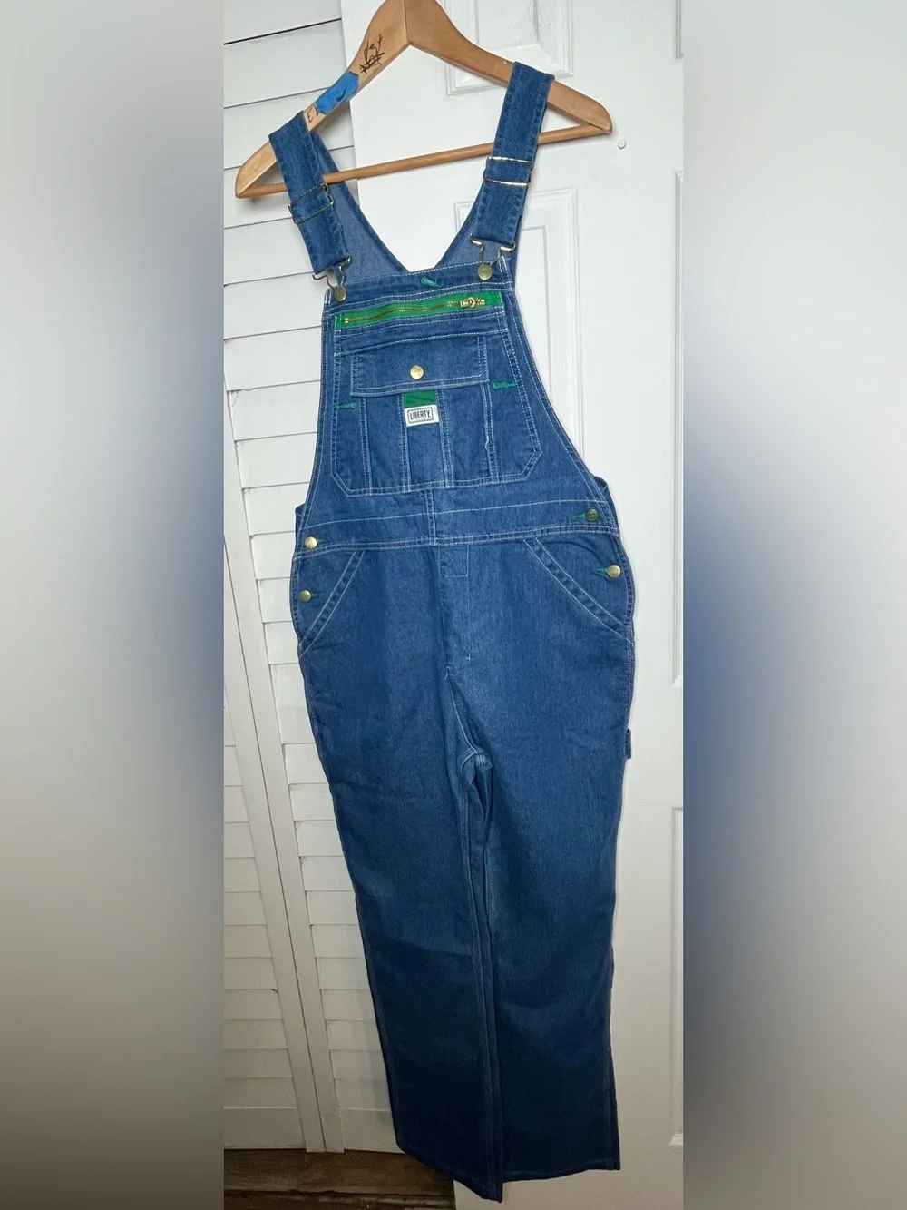 NWT liberty Blue Denim Women's Overalls with Front Bib Pocket Size Medium